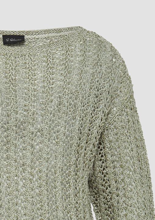 Produktbild s.Oliver Strickpullover Semitransparenter Pullover aus Ajourstrick mit Pailletten (L)