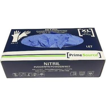 Prime Source, Guanti di sicurezza, Handske Engangs LET str XL uden Pudder Nitril AQL 1.5 Blå, 180 stk/pk (XL)