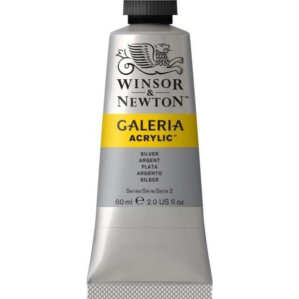 Winsor & Newton, Colore + Vernice per fai da te, Galeria Acrylic 60Ml Metallic Silver 617