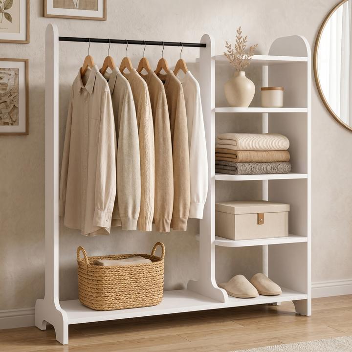 Produktbild VCM Holz Kleiderständer mit Regal Lempu L