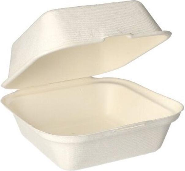 Produktbild Papstar 25 Hamburger-Boxen Zuckerrohr "pure" 8 cm x 14 cm x 15 cm weiss