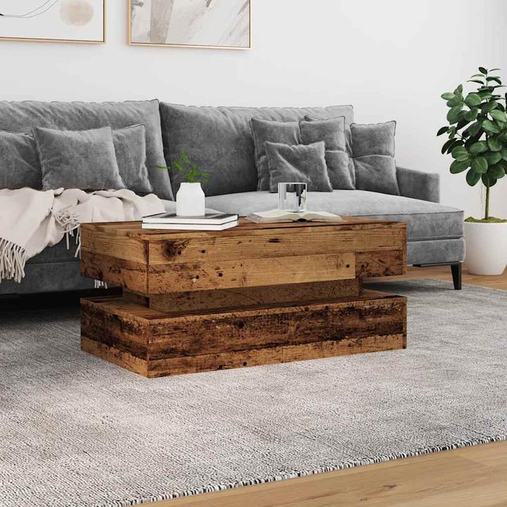Image du produit VidaXL Table basse Table d'appoint Table de salon avec lampes LED Imitation vieux bois (90 x 50 x 40 cm)