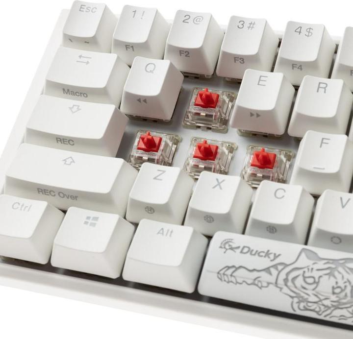 Actual product image Ducky One 3 Classic Pure White Mini Gaming Keyboard, RGB LED - MX-Red (US) (US, Cable)