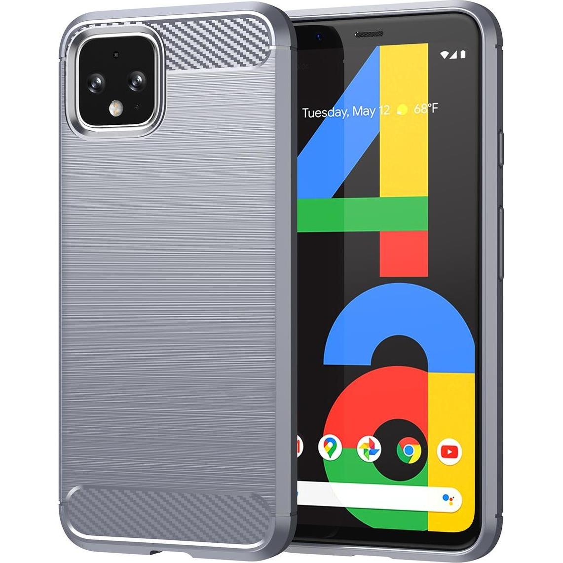 Thumbnail - König Design Hülle Handy Schutz für Google Pixel 4a Case Cover Etuis Bumper Carbon Schale Neu (Google Pixel 4a), Smartph...