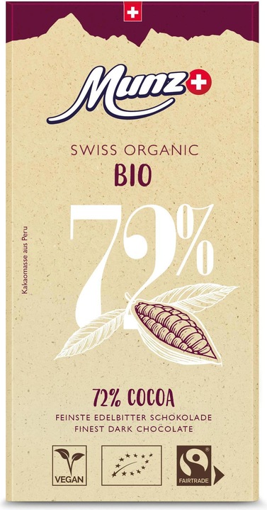 Actual product image Munz Organic 72% Cocoa (100 g)