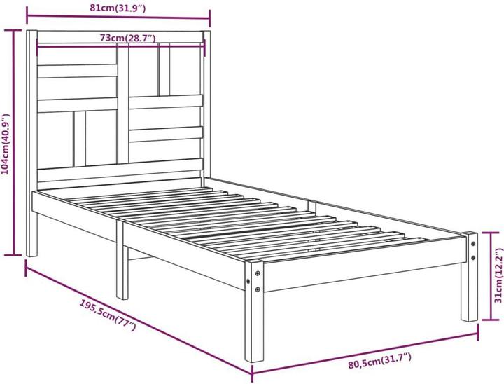 Produktbild vidaXL Bettrahmen (75 x 190 cm)