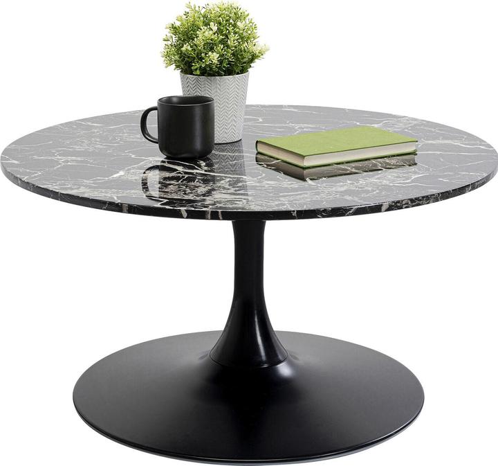Kare Design Couchtisch Schickeria Marmor Schwarz Ø80cm