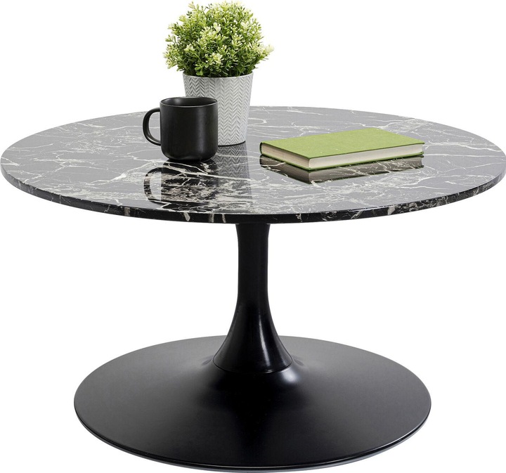 Kare Design Couchtisch Schickeria Marmor Schwarz Ø80cm