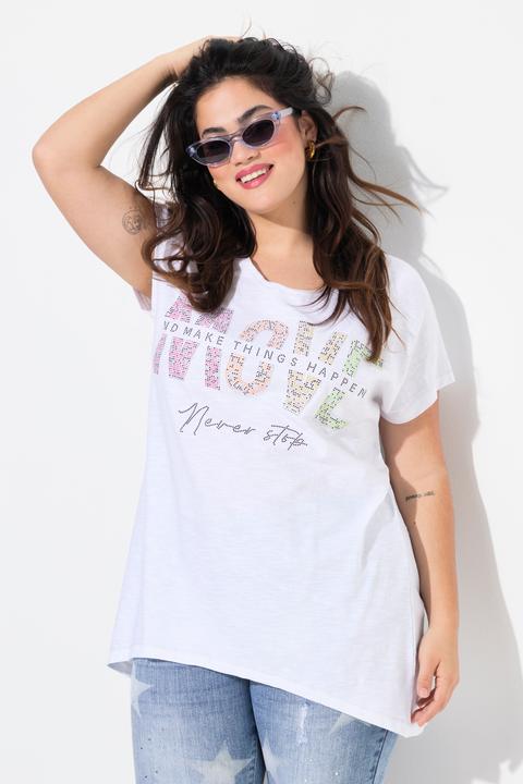Produktbild Angel of Style T-Shirt, Komfort Fit, Neon-Ziersteinchen Schriftzug (52)