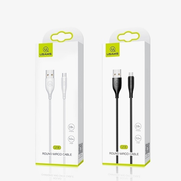 Produktbild Usams Kabel U18 microUSB 2A Fast Charge 1m bialywhite SJ268USB02 USSJ268 (1 m, USB 2.0)