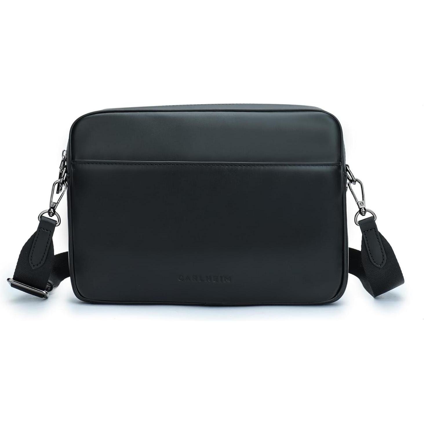 Carlheim, Unisex, Handtas, Unisex Umhängetasche mit skandinavischer Eleganz und praktischen Fächern, Zwart