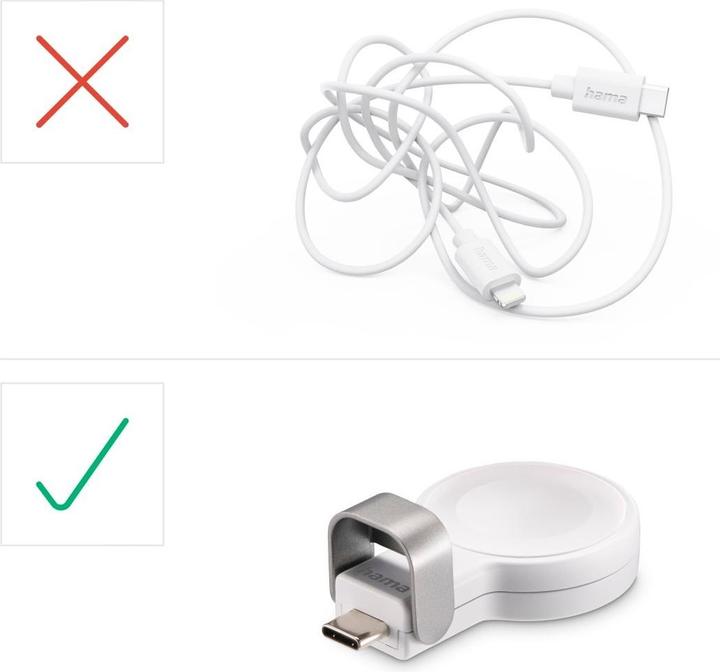 Image du produit Hama Chargeur Apple Watch pour chargement sans fil, socle de chargement magnétique USB-C, WS (5 W)