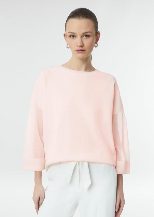 Produktbild Comma Strickpullover Semi-transparentes Feinstrickshirt mit verkürzten Ärmeln (XS)