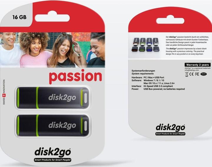 Produktbild Disk2go passion 2.0 2-Pack (16 GB, USB-A)