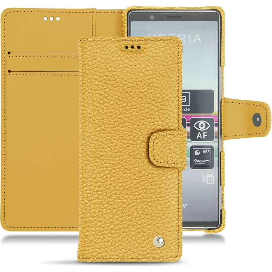 Noreve Lederschutzhülle Wallet (Sony Xperia 5), Smartphone Hülle, Orange