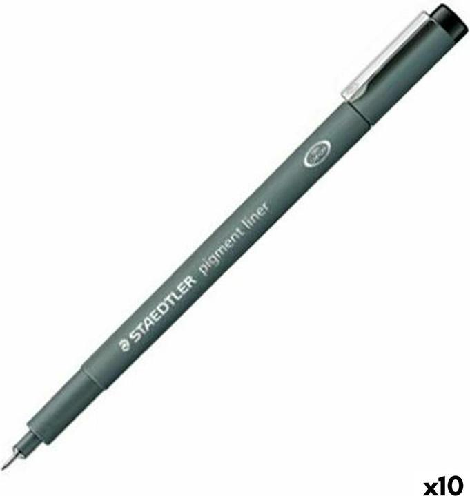 Produktbild Staedtler 308 04-9 Pigment Liner Fineliner Pen for Writing & Technical Drawing - Black, 0.4mm (Box o (Schwarz, 10 x)