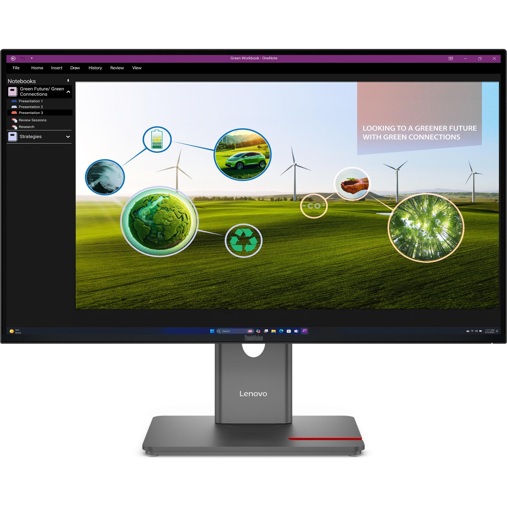 Lenovo ThinkVision P27Q-40 (2560 x 1440 Pixel, 27"), Monitor, Schwarz