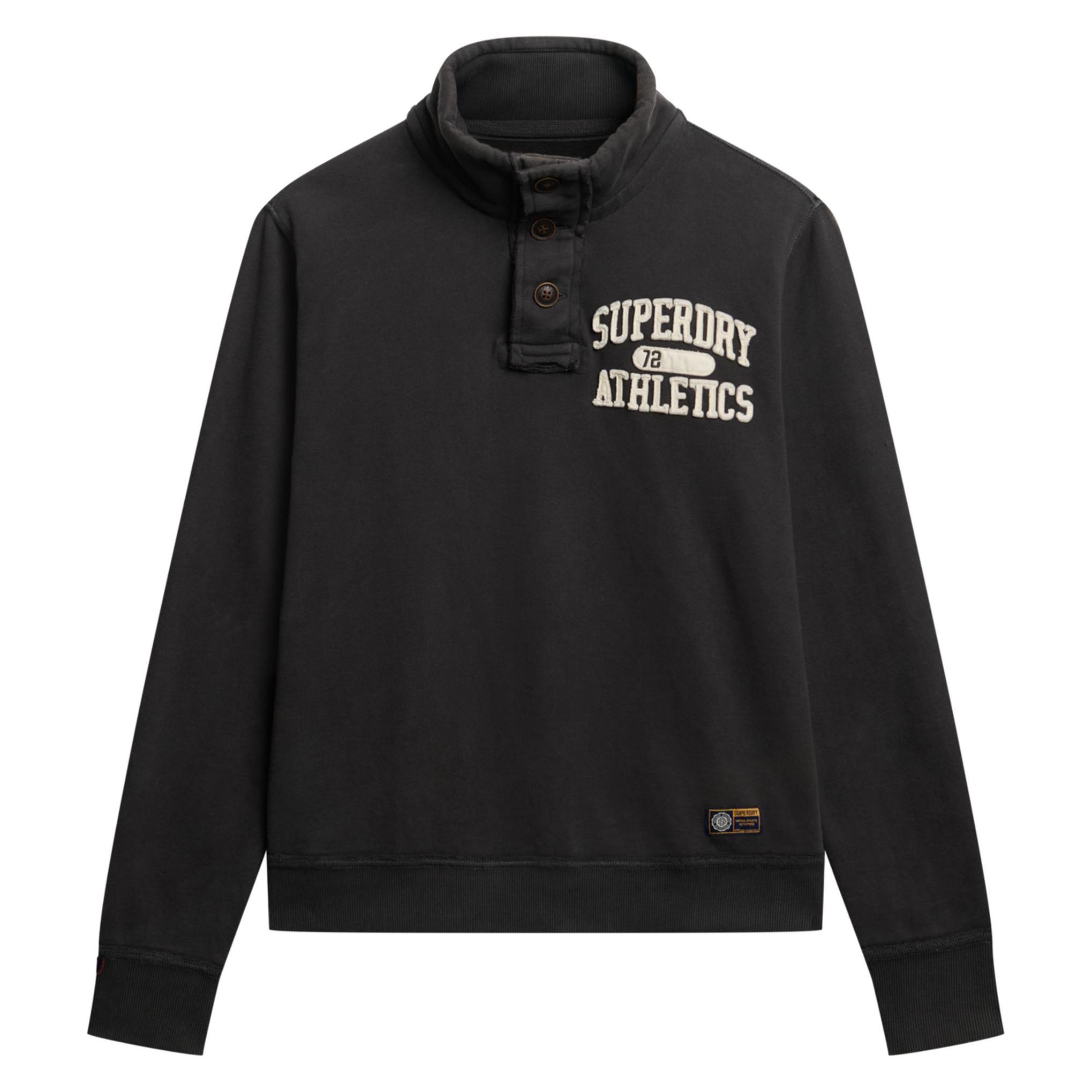 Superdry, Herren, Pullover, Vintage Athletic Henley Sweatshirt, Schwarz, Grau, (3XL)
