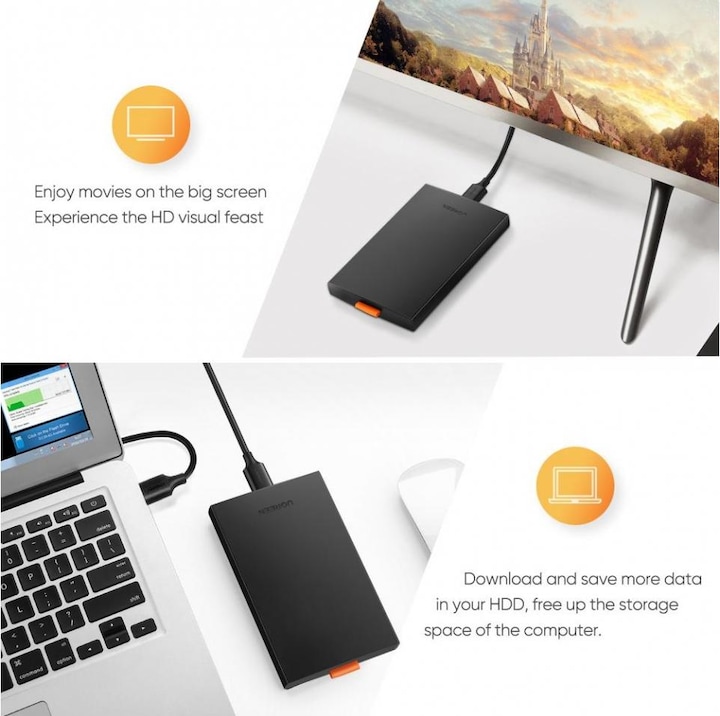 Produktbild Ugreen SSD/HDD-Gehäuse 2,5" USB 3.0 SATA schwarz (CM237) (2.5")