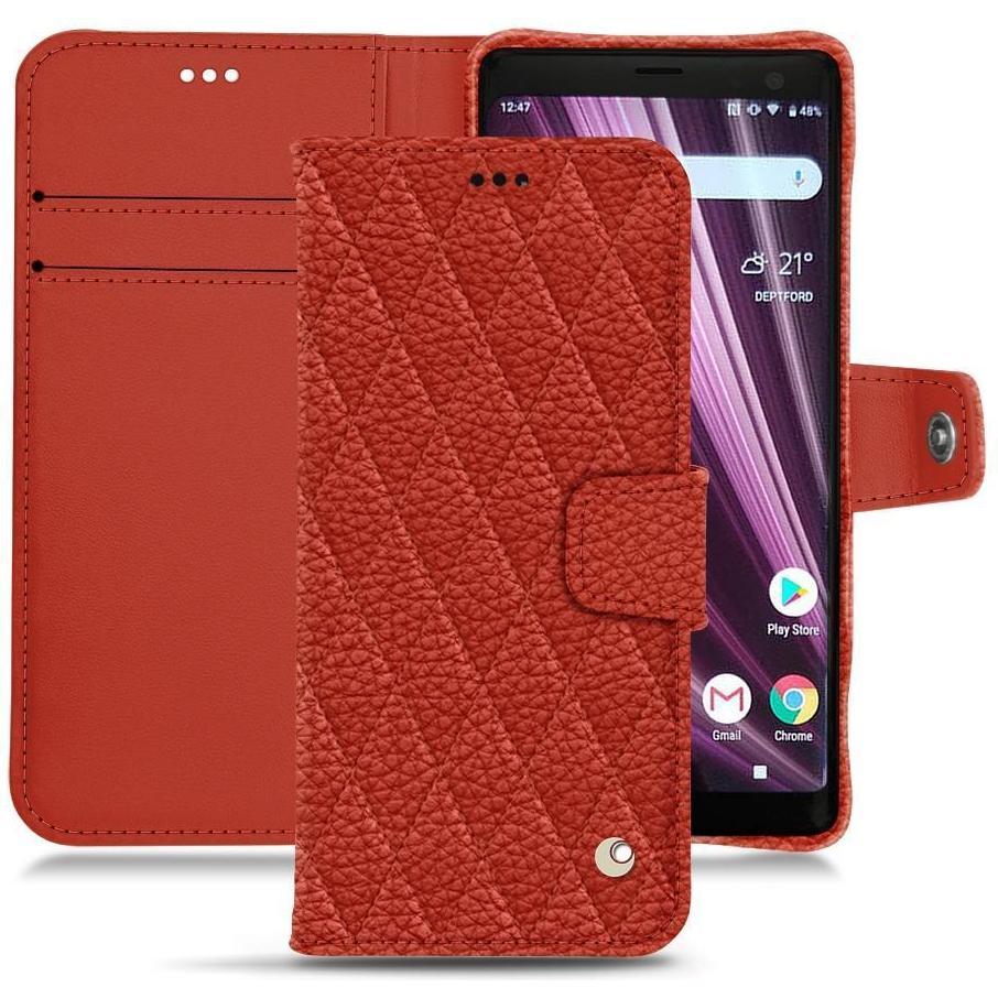 Noreve Lederschutzhülle Wallet (Sony Xperia XZ3), Smartphone Hülle, Orange