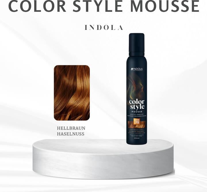 Image du produit Indola Mousse Color Style Brun clair Noisette 200 ml (200 ml, Mousse coiffante)