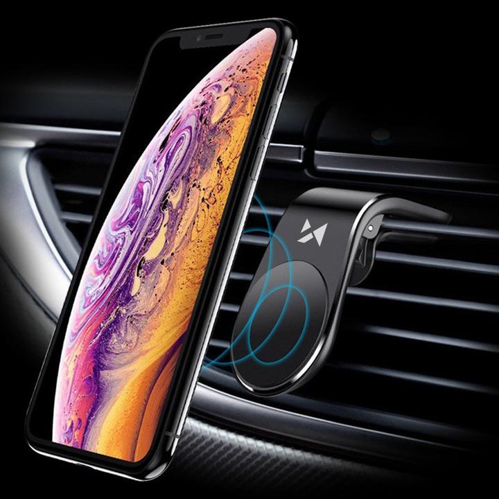 Actual product image Wozinsky magnetic phone holder on the ventilation grille black (WCH-02)