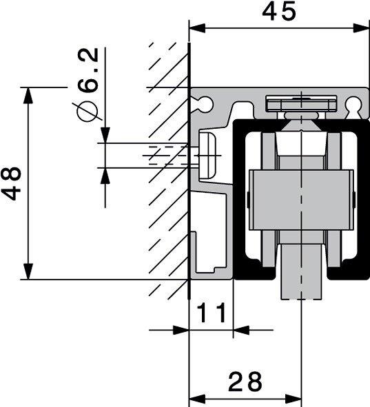 HAWA Profils en équerre pour fixation murale Junior 80