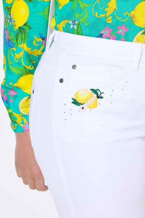 Produktbild Miamoda 3/4-Caprijeans Carrie, Zitronen-Stickerei, Glitzersteinchen (56)