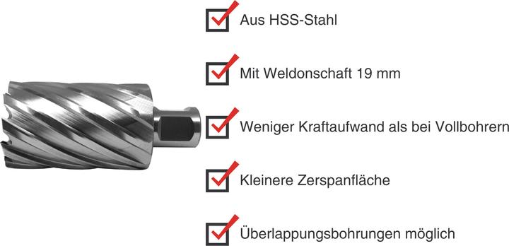 Produktbild Paulimot HSS-Kernbohrer mit Bohrtiefe 55 mm, Ø 39 mm (39 Millimeter)