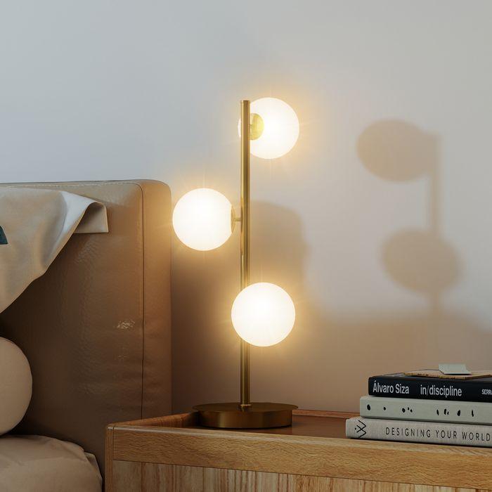 Actual product image Swisshandel24 Tischlampe Tischleuchte mit 3 Kugelschirmen, stabiler Stahlfuss, 24x24x53cm, Messing (G9)