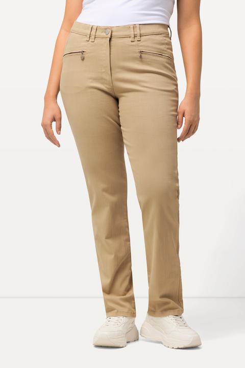 Image du produit Ulla Popken Pantalon stretch Mony, jambe légèrement de forme carotte, poches zippées (44)