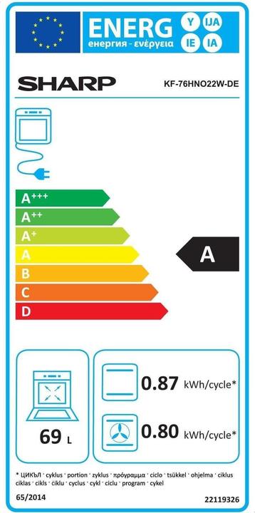 Label énergétique Sharp KF-76HNO22W-FR