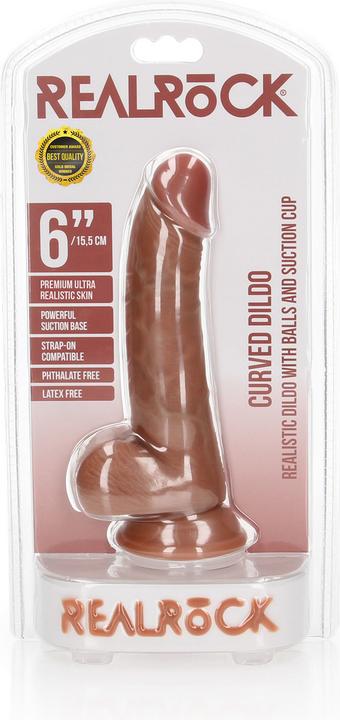 Produktbild RealRock Curved Realistic Dildo with Balls and Suction Cup - 6"/ 15,5 cm