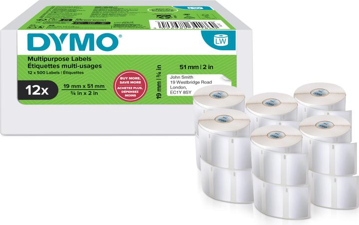 Produktbild Dymo Namensschild klein 19x51mm weiss 24 Rollen à 500 Etiketten,ablösbar
