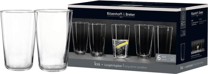 Produktbild Ritzenhoff & Breker Longdrinkglas LOA, 400 ml aus Kalk-Soda, spülmaschinenfest, Höhe: 130 mm (0.40 l, 6x)