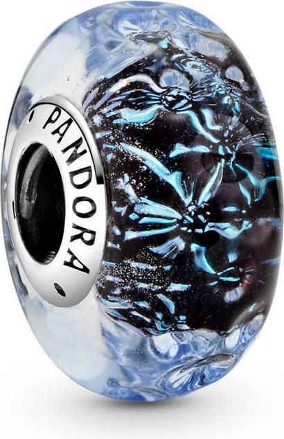Pandora Charm Murano Glass Wavy Dark Blue Ocean (Sterling silver)