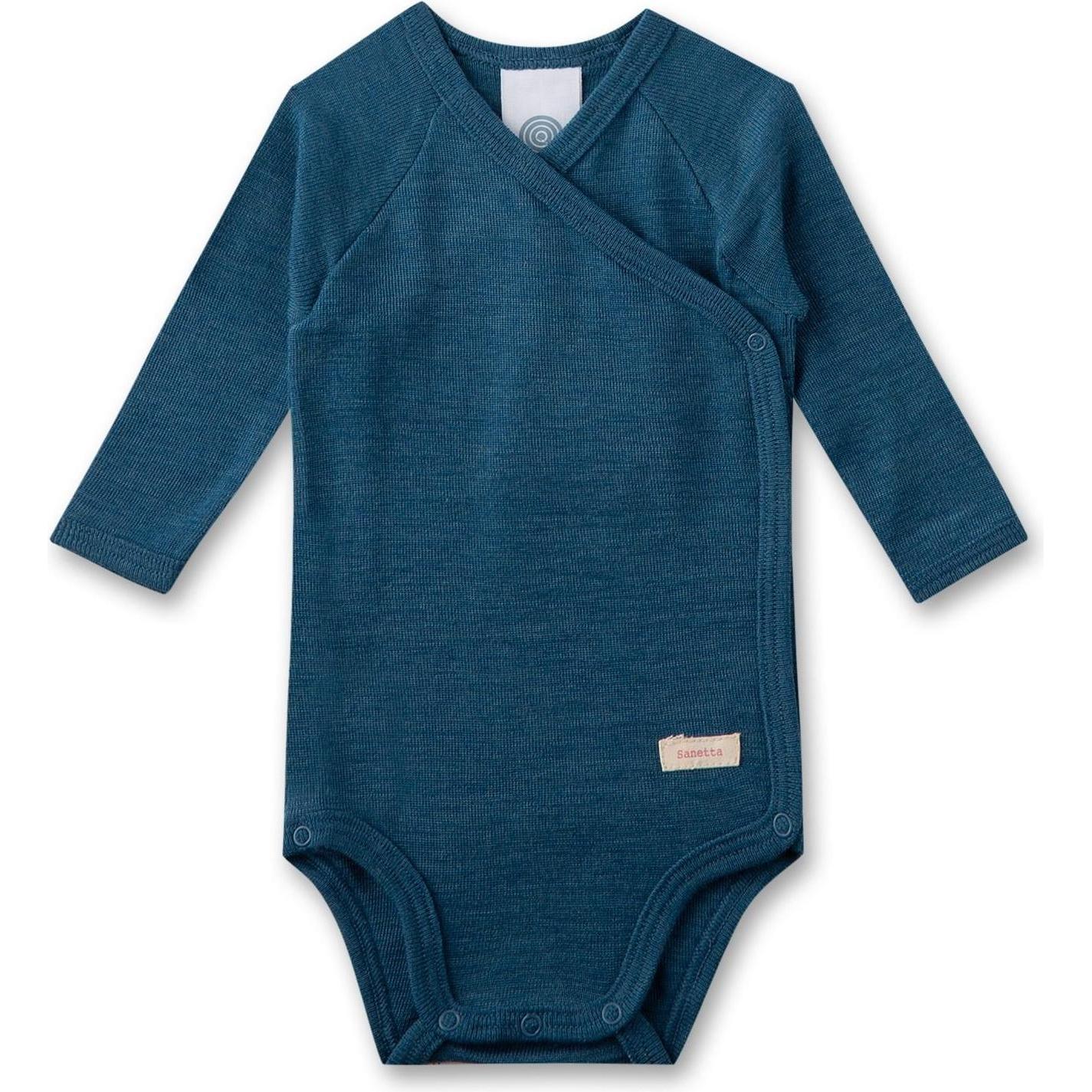 Sanetta, Unisex, Body, Merino/Seide Wickelbody uni, Blau, (68)