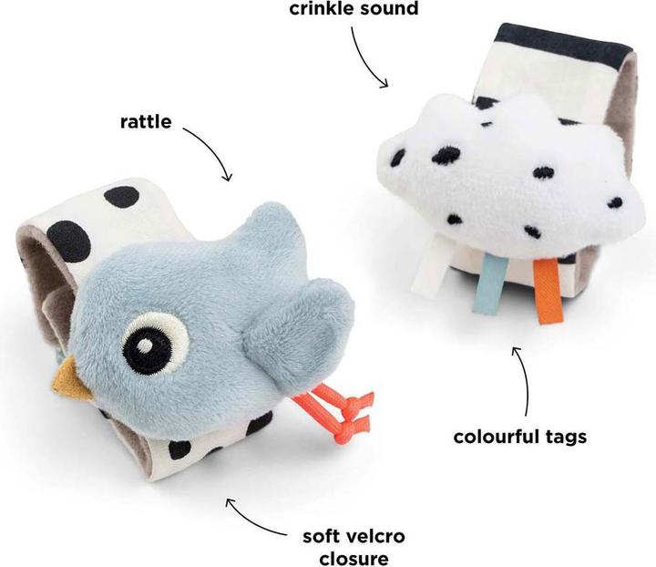 Actual product image Done by Deer Rasseln & Greiflinge Rasselarmband 2er Pack - Happy Clouds -