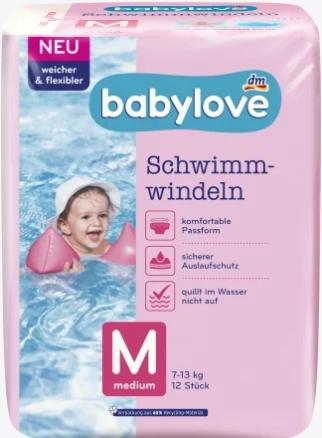 Immagine prodotto dm babylove Pannolini per il nuoto (Dimensione M, Pacco trasportabile, 12 Pezzo/i)