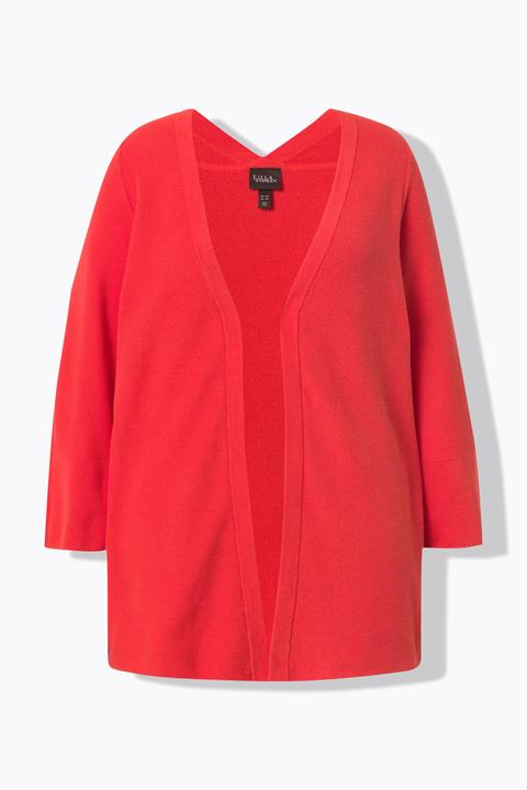 Produktbild Ulla Popken Strickjacke, A-Linie, offene Form, V-Ausschnitt, 3/4-Arm (46, 48)