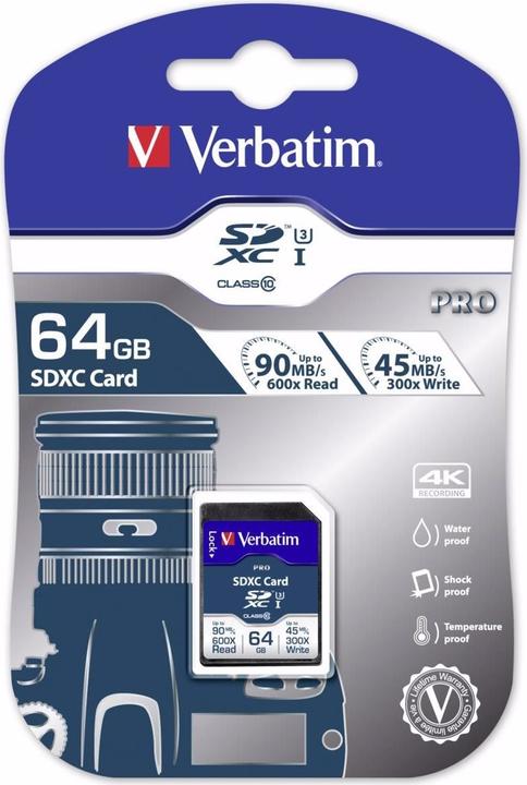 Verbatim 47022 (64 GB, SDXC, U3, UHS-I)