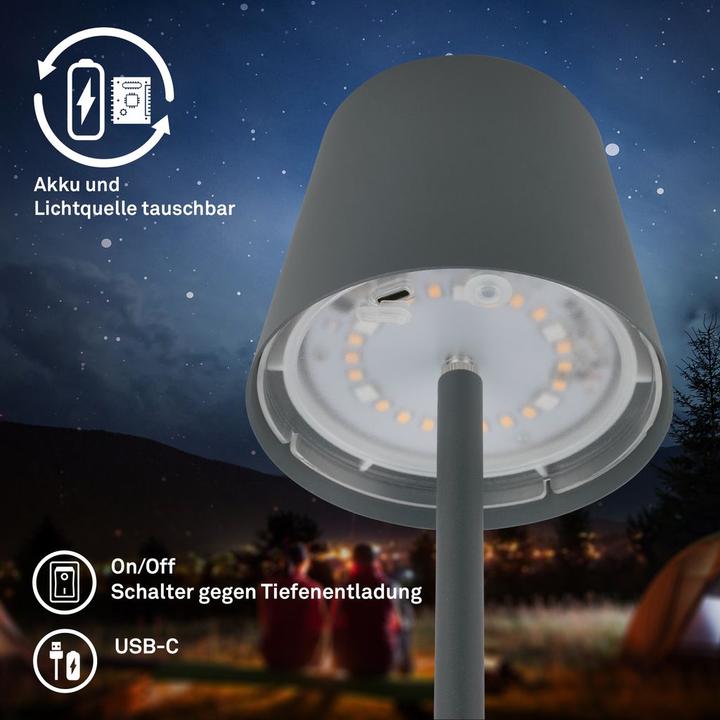 Actual product image Briloner Accu LED table lamp with charging dock, RGB, stepless dimmable (300 lm)