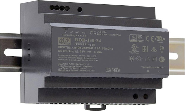 MeanWell HDR-150-24 DIN rail power supply 24 V/DC 150 W 1 x