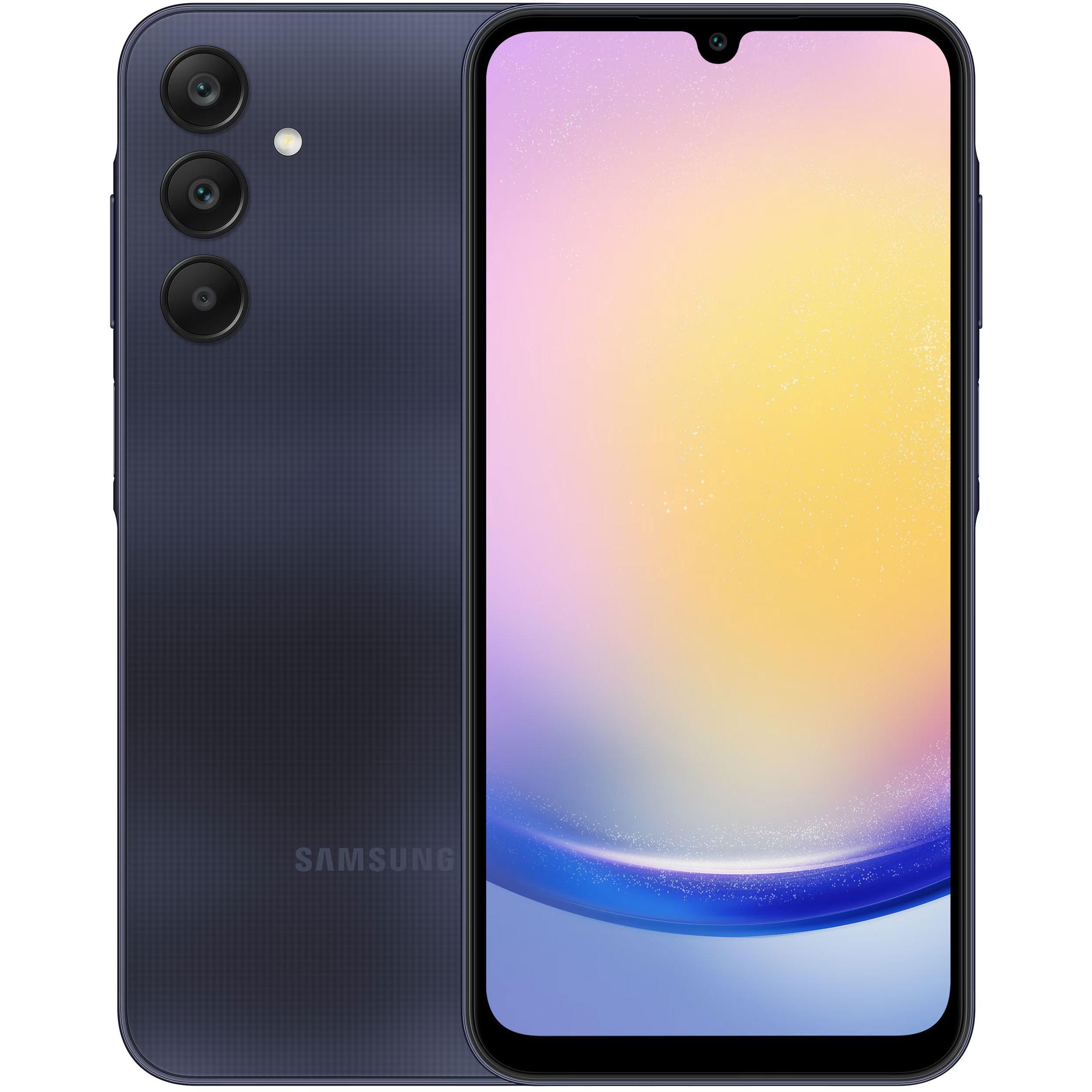 Samsung Galaxy A25 5G (128 GB, Blue Black, 6.50", Hybrid Dual SIM, 50 Mpx, 5G), Smartphone, Blau, Schwarz