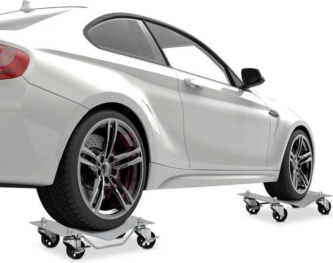 Immagine prodotto Swisshandel24 Cric di manovra 2 pezzi Aiuto alla manovra Cric per cambio gomme con 4 rulli per auto Grigio 40,5L