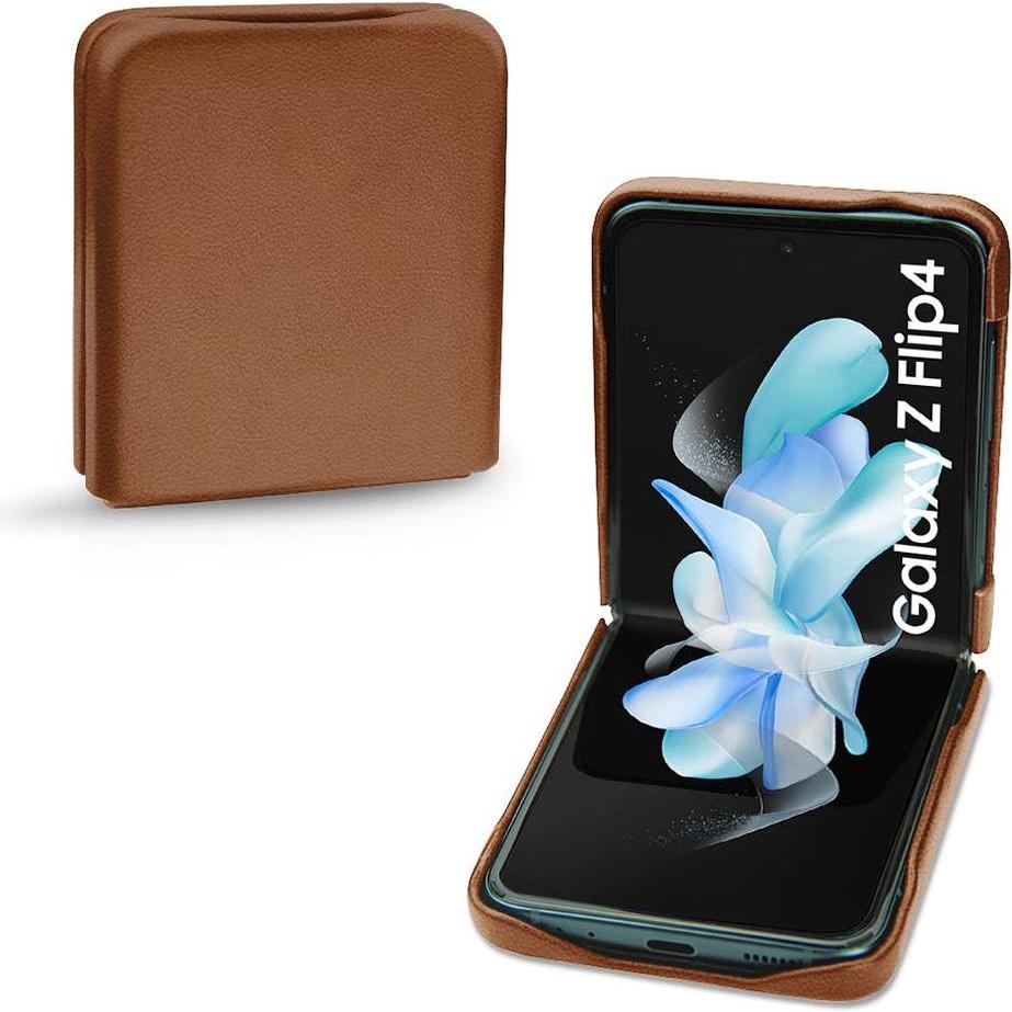 Noreve Lederschutzhülle Samsung Galaxy Z Flip4 (Samsung Galaxy Z Flip4), Smartphone Hülle, Braun