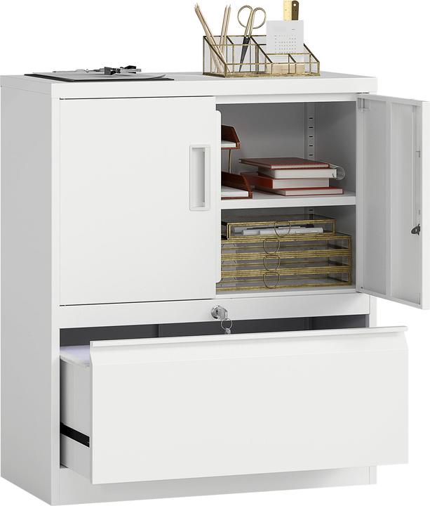 Produktbild Homcom Aktenschrank Stahl Weiss (40 x 80 x 95 cm)