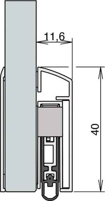 Actual product image Athmer Türdichtung Schall-Ex® GSA 1-seitig Länge 1208 mm Aluminium silberfarben eloxiert Glastüren links...