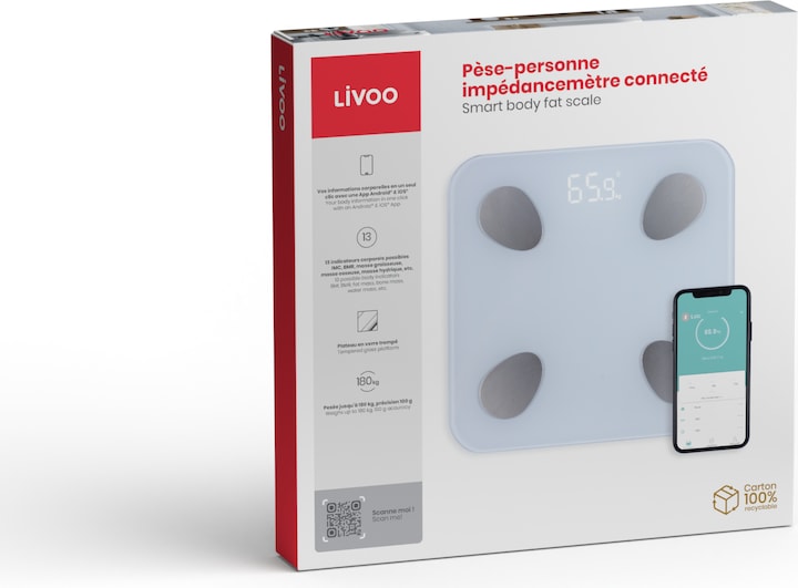 Actual product image Livoo Smart Bluetooth Body Fat Scale (180 kg)