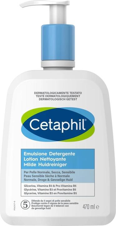 Cetaphil Moisturising Face and Body Cleanser Emulsion for Sensitive, Dry, and Tolerant Skin - 470ml (Facial cleansing wipes)